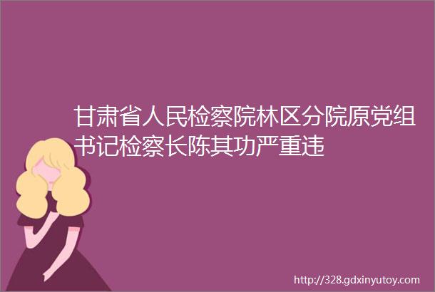 甘肃省人民检察院林区分院原党组书记检察长陈其功严重违