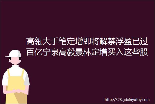 高瓴大手笔定增即将解禁浮盈已过百亿宁泉高毅景林定增买入这些股票hellip